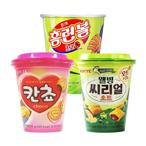 롯데칸쵸컵+씨리얼오트컵+해태홈런볼컵 선물세트